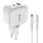 Snug USB/Type-C Wall Charger 35W with MFI Cable - White - White