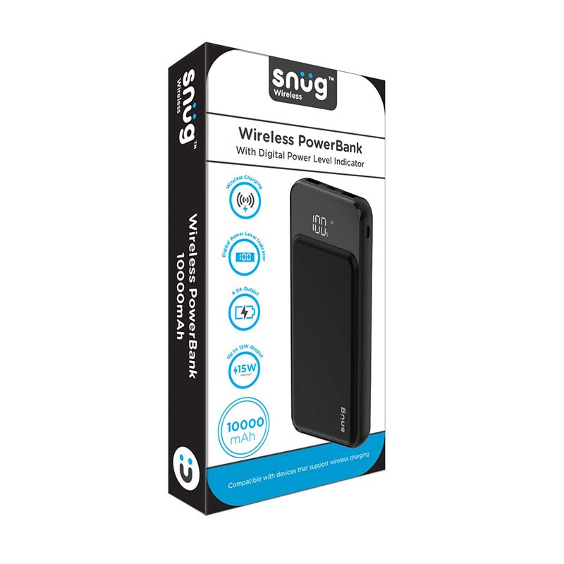 Snug Wireless 10000mAh Powerbank - Black - Black