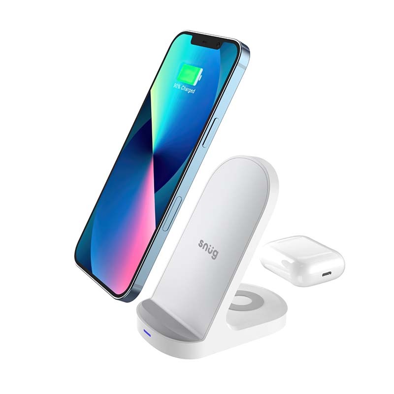 Snug Wireless 2-In-1 Stand Charger 15W - White - White