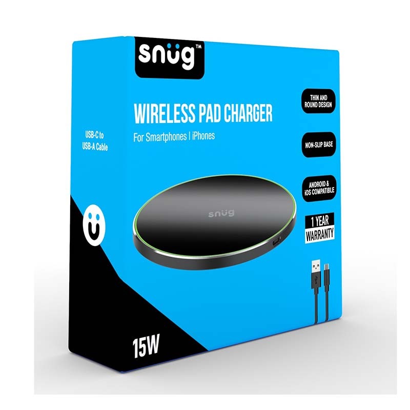 Snug Wireless Pad Charger 15W - Black - Black