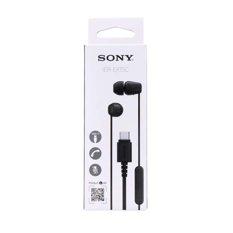 Sony EX15C USB-C Wired In-Ear Earphones - Black - Black - Audio