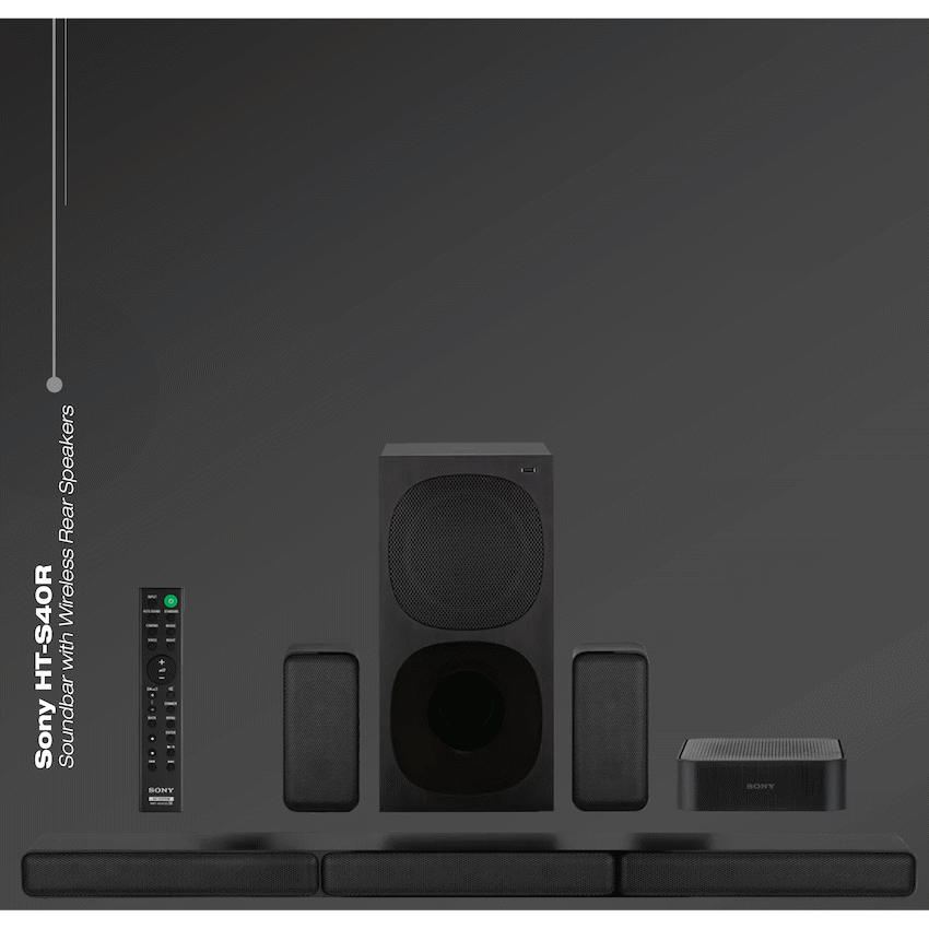 Sony HT-S40R 600w 5.1ch Soundbar with Wireless Rear Speakers - Black - Audio