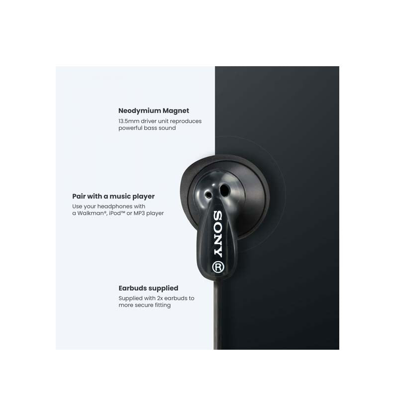Sony MDR-E9LP Stereo Earbuds - Black - Black