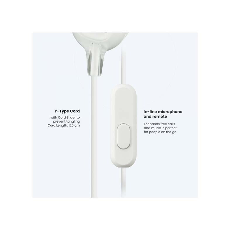 Sony MDR-EX15AP In Ear Earphones with Mic - White - White