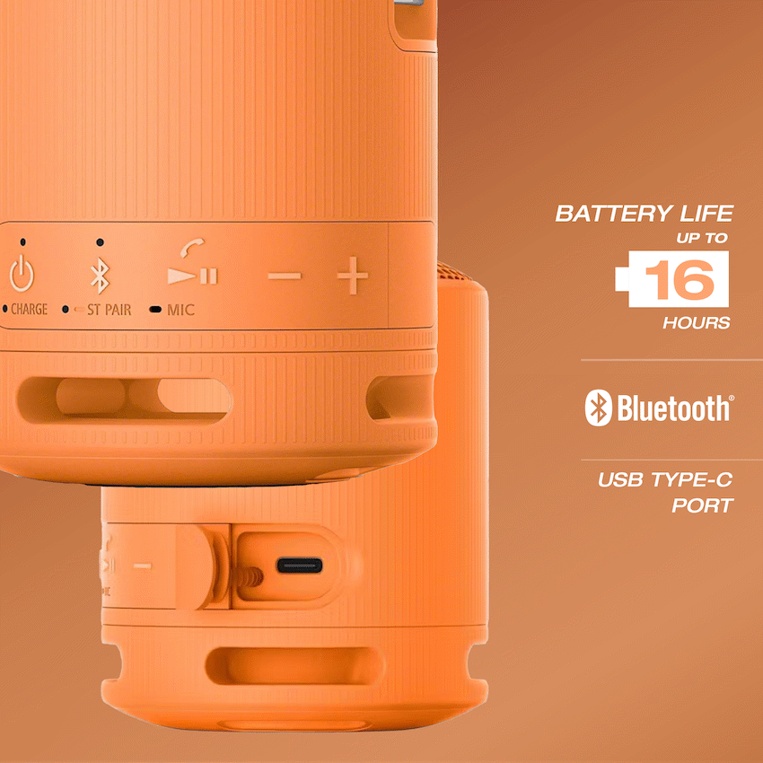 Sony XB100 Portable Bluetooth Speaker - Orange - Orange - Audio