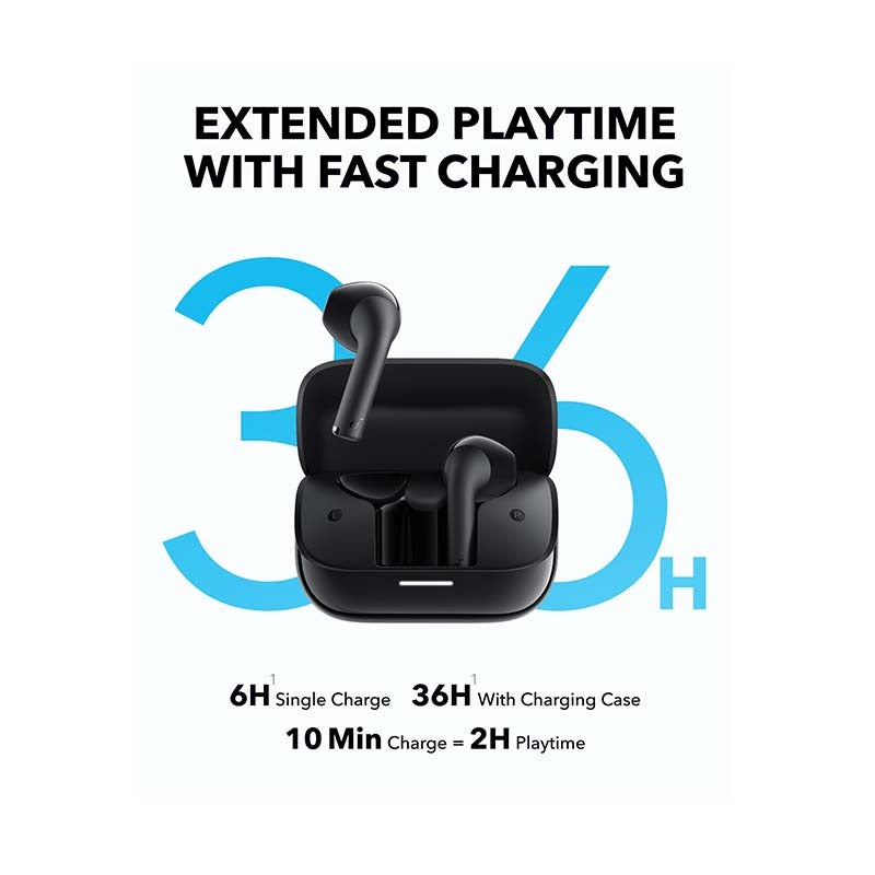 Soundcore K20i Wireless Bluetooth Semi-In-Ear Earbuds - Black - Black