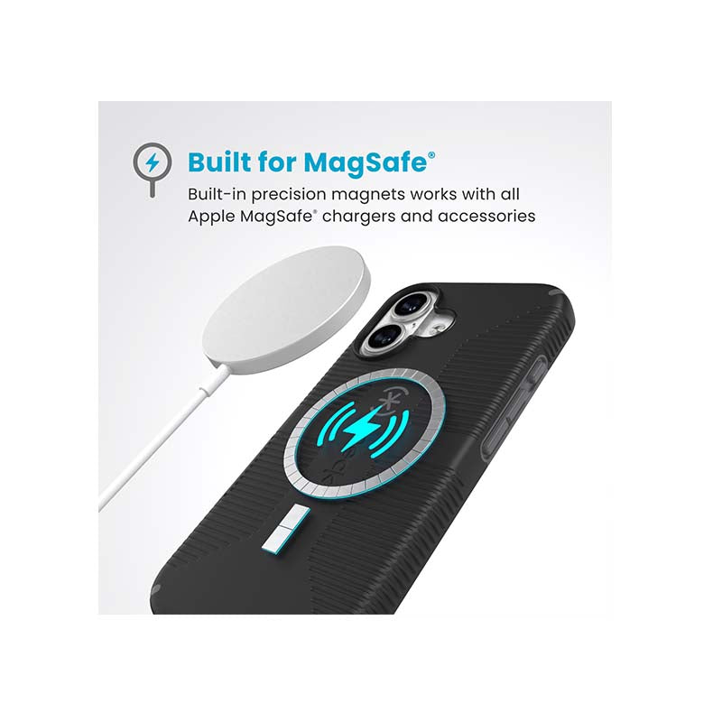 Speck Apple iPhone 16 CandyShell Grip MagSafe Case - Black - Black