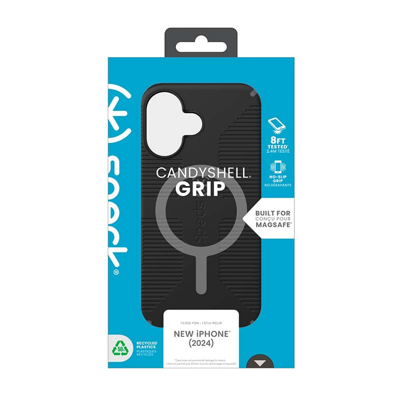 Speck Apple iPhone 16 CandyShell Grip MagSafe Case - Black - Black