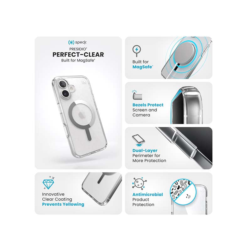 Speck Apple iPhone 16 Presidio Perfect Clear Magsage Case - Clear - Clear