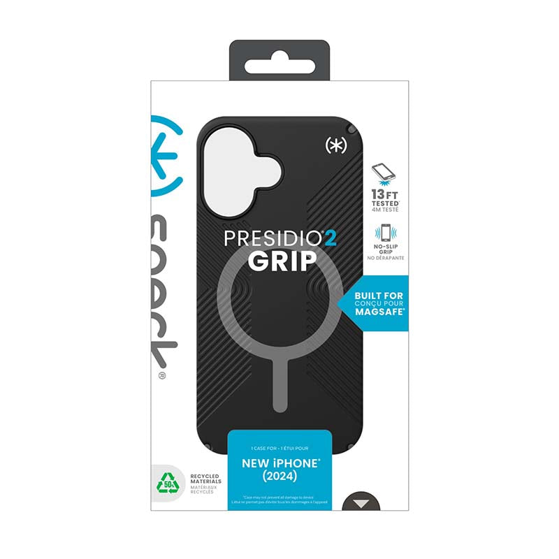 Speck Apple iPhone 16 Presidio2 Pro Grip Magsafe Case - Black - Black