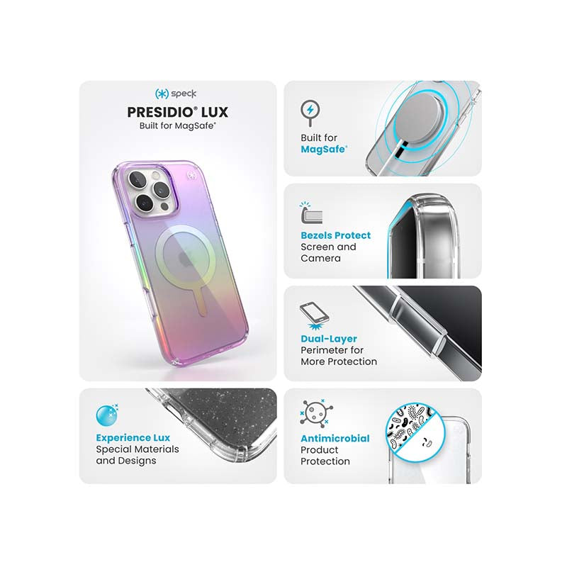 Speck Apple iPhone 16 Pro Max Presidio Lux Magsafe Case - Clear / Purple - Purple