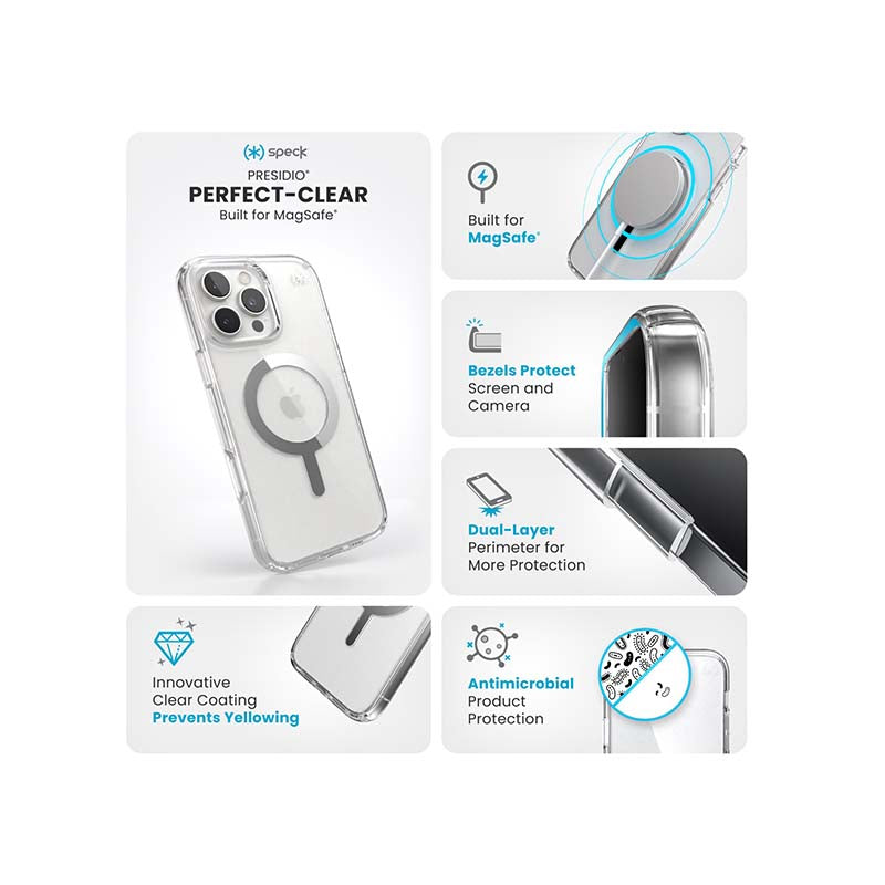 Speck Apple iPhone 16 Pro Max Presidio Perfect-Clear Magsafe Case - Clear - Clear