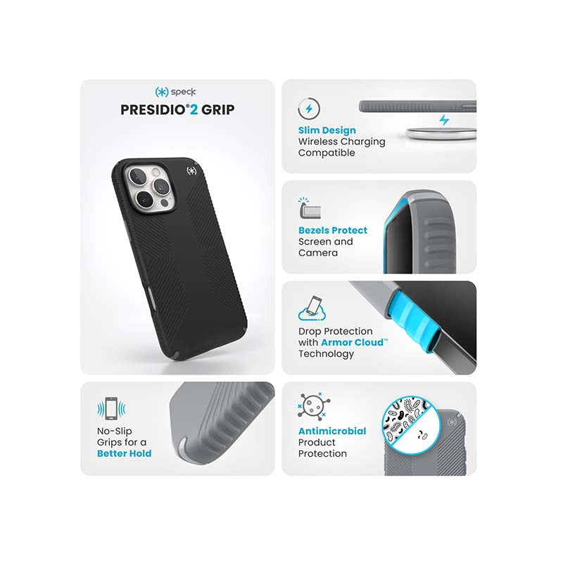 Speck Apple iPhone 16 Pro Max Presidio2 Pro Grip Case - Black - Black