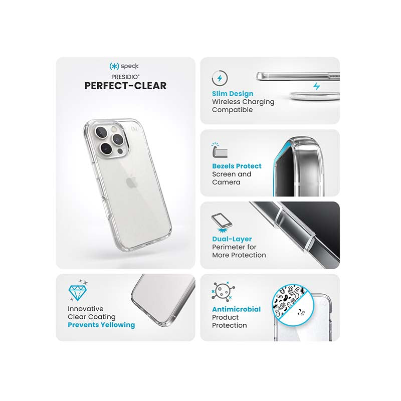 Speck Apple iPhone 16 Pro Presidio Perfect-Clear Case - Clear - Clear