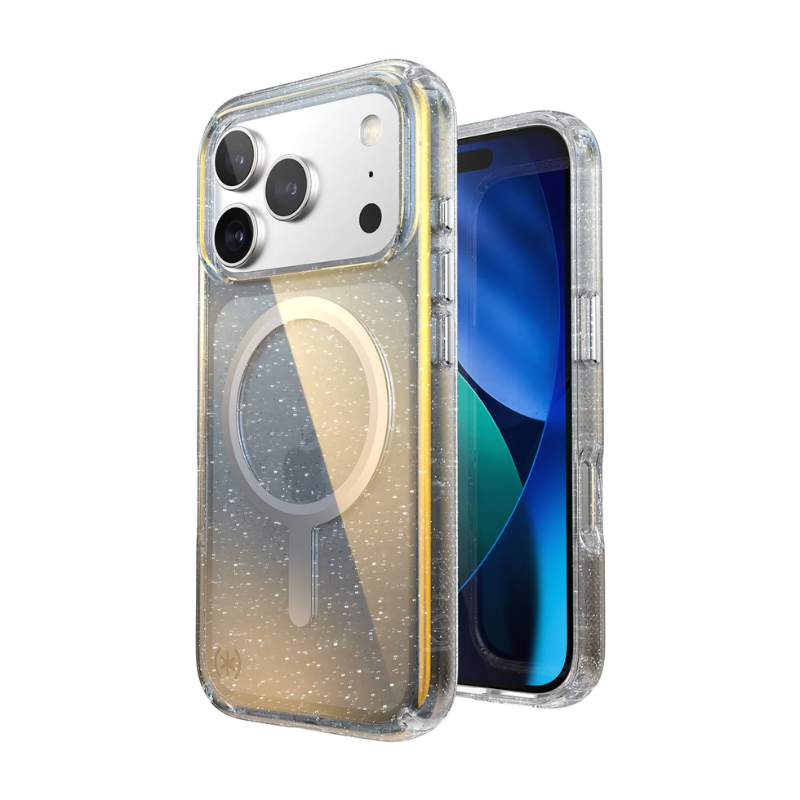 Speck Presidio Lux Glitter MagSafe Apple iPhone 17 Pro Case - Sliver - Clear