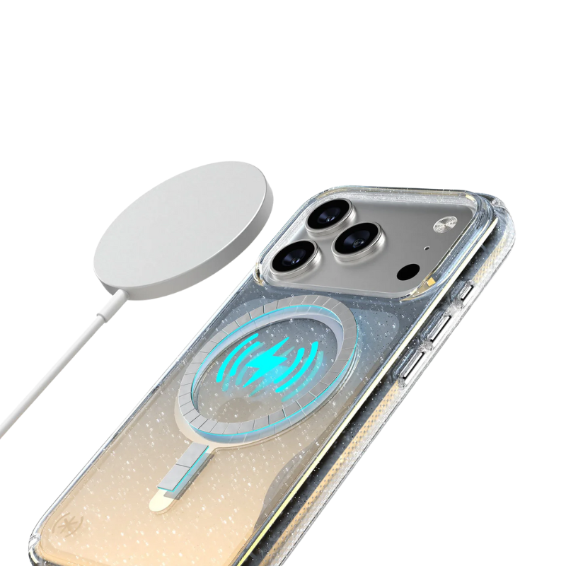 Speck Presidio Lux Glitter MagSafe Apple iPhone 17 Pro Case - Sliver - Clear