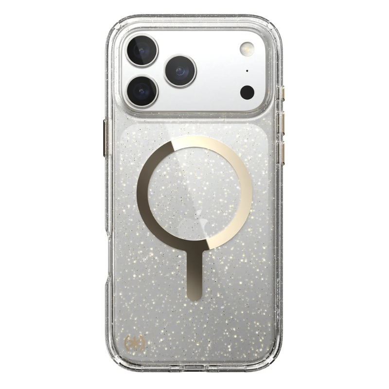 Speck Presidio Lux Glitter MagSafe Apple iPhone 17 Pro Max Case - Gold Glitter - Clear