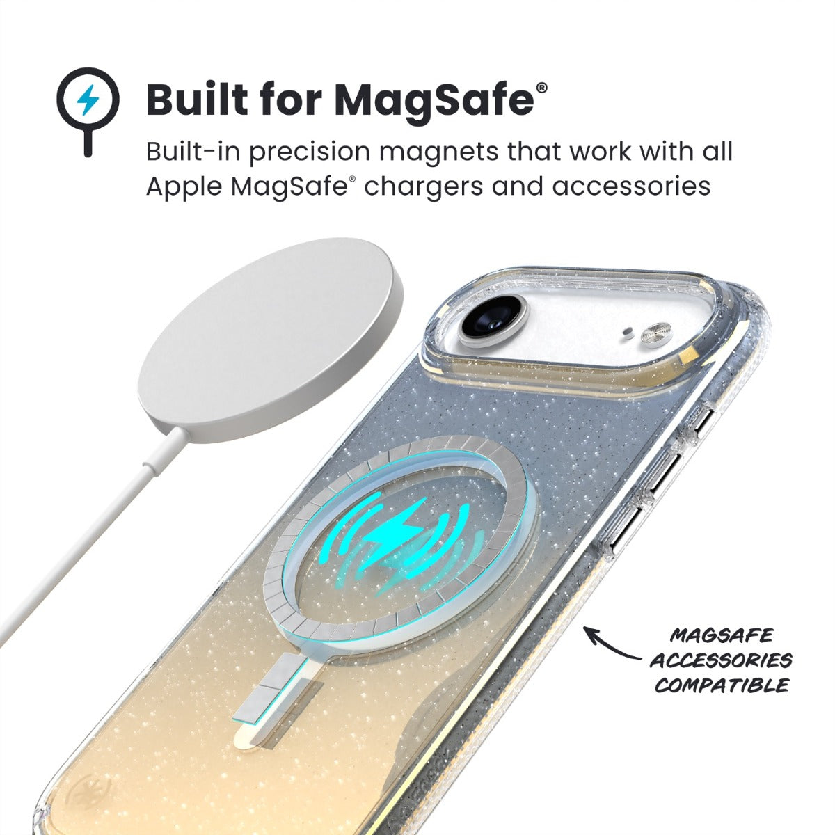 Speck Presidio Lux MagSafe Case Apple iPhone Air â€“ Silver Glitter - Silver