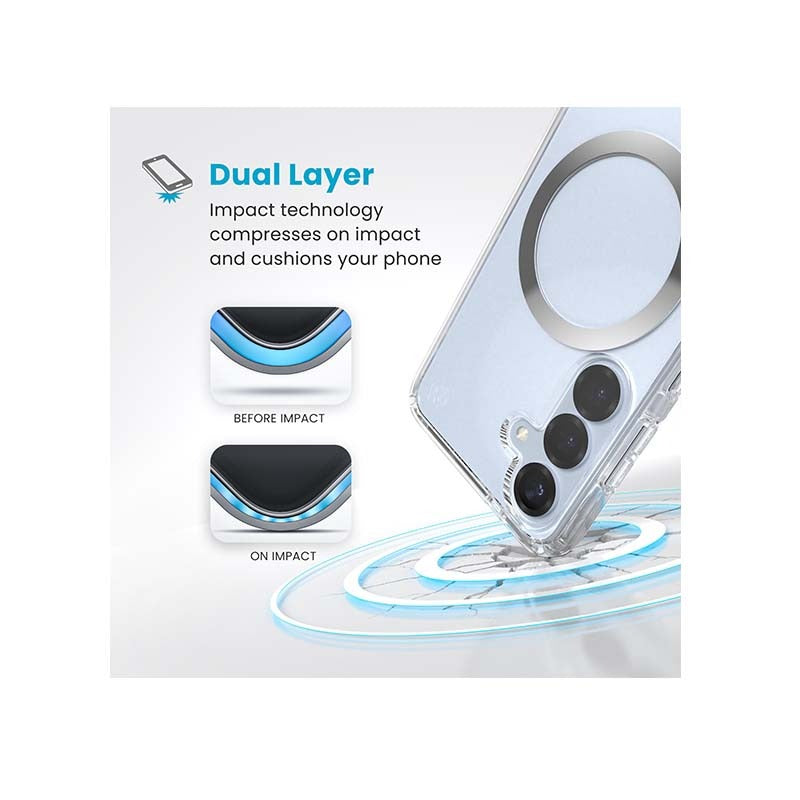 Speck Presidio Perfect Clear Magnet Case Samsung Galaxy S25 - Clear / Silver - Clear / Silver