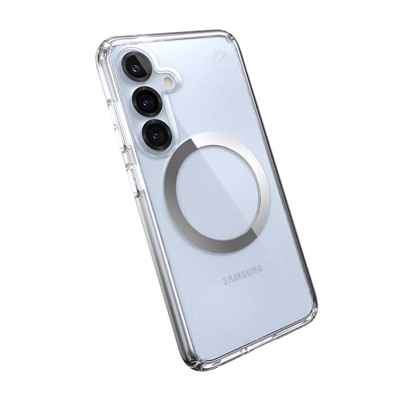 Speck Presidio Perfect Clear Magnet Case Samsung Galaxy S25 - Clear / Silver - Clear / Silver
