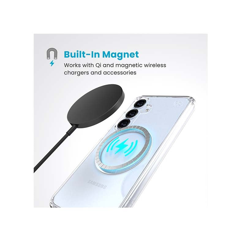 Speck Presidio Perfect Clear Magnet Case Samsung Galaxy S25 - Clear / Silver - Clear / Silver