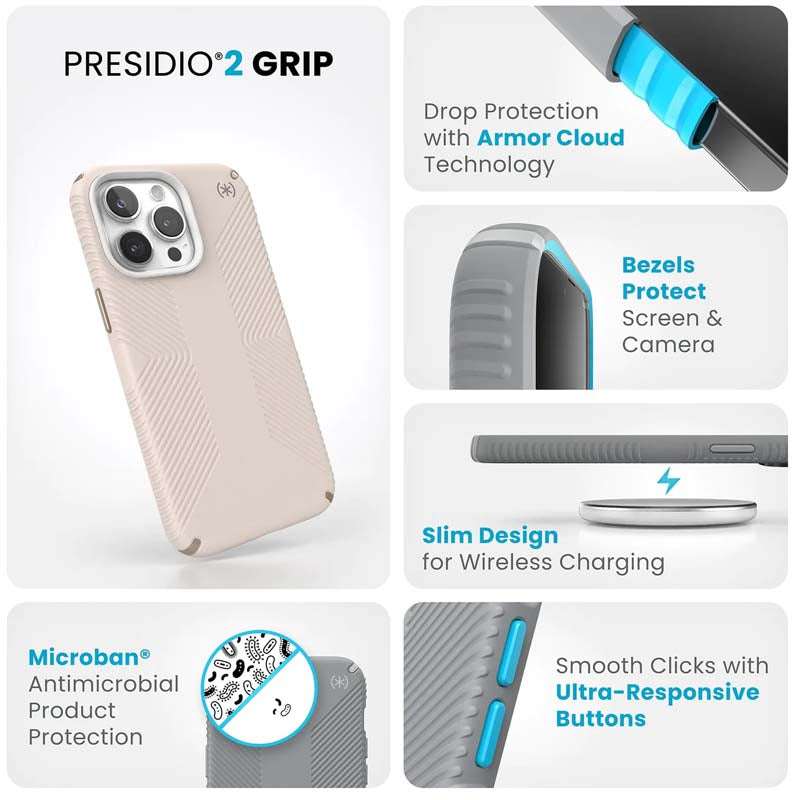 Speck Presidio2 Grip iPhone 15 Pro Max Case - Beige / Gold - Gold