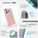Speck Presidio2 Pro iPhone 15 Pro Case - Pink / White
