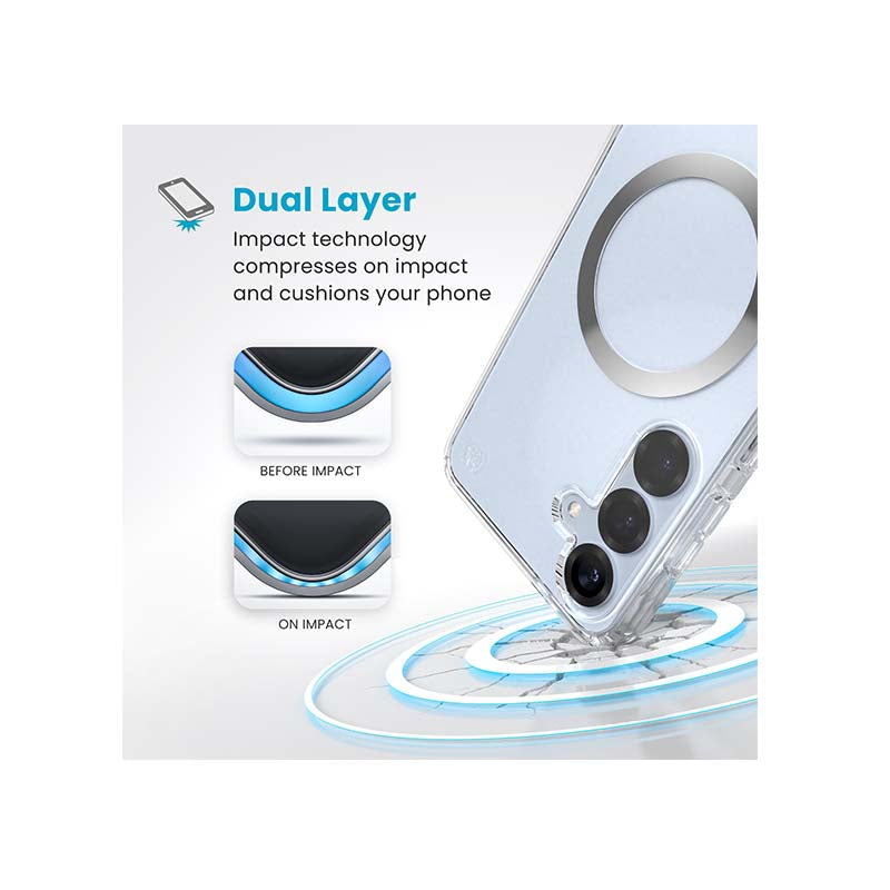 Speck Samsung Galaxy S25 Plus Presidio Perfect Magnetic Case - Clear / Silver - Clear / Silver