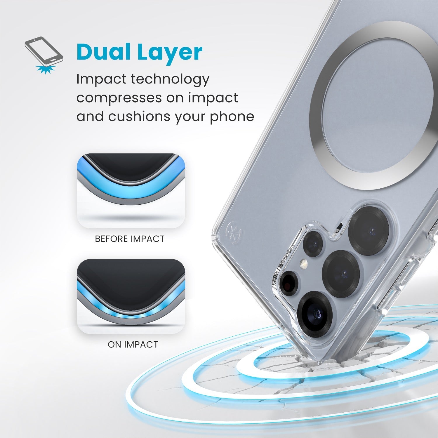 Speck Samsung Galaxy S25 Ultra Presidio Perfect Clear Magnet Case - Clear & Chrome - Clear/Chrome