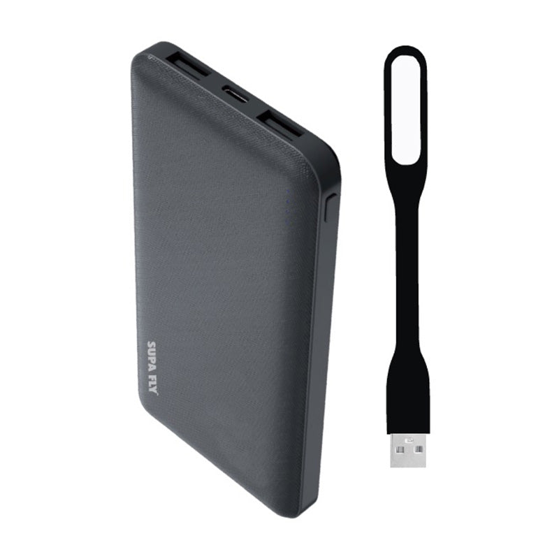 Supa Fly 10000mAh Powerbank with Free led Light - Black