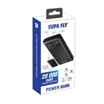 Supa Fly 130W Power Bank 20000mAh USB A & Type-C - Black - Black