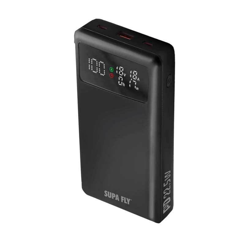 Supa Fly 130W Power Bank 20000mAh USB A & Type-C - Black - Black