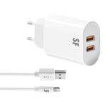 Supa Fly 17W USB A Dual Lightning Wall Charger - White - White