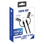 Supa Fly 1M Survivor Type C to C Flashlight + Lighter Charge And Sync Cable - Black - Black