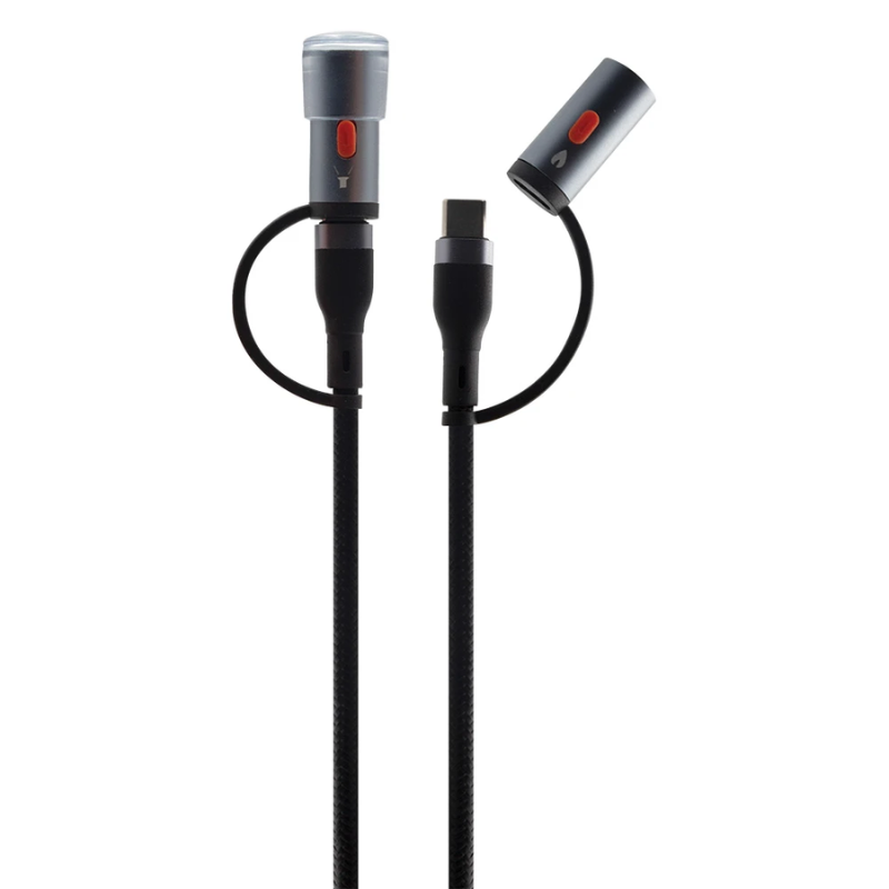 Supa Fly 1M Survivor Type C to C Flashlight + Lighter Charge And Sync Cable - Black - Black