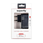 Supa Fly 2.1A Lightning Fixed Wall Charger - Black