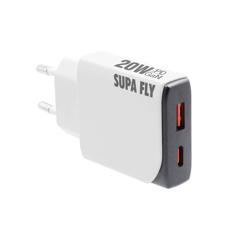 Supa Fly 20W Dual A & C Wall Charger with C to C Cable