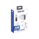 Supa Fly 20W Dual C Wall Charger with C to C Cable - White - White