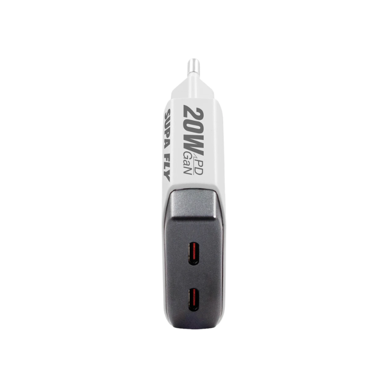 Supa Fly 20W Dual C Wall Charger with C to C Cable - White - White