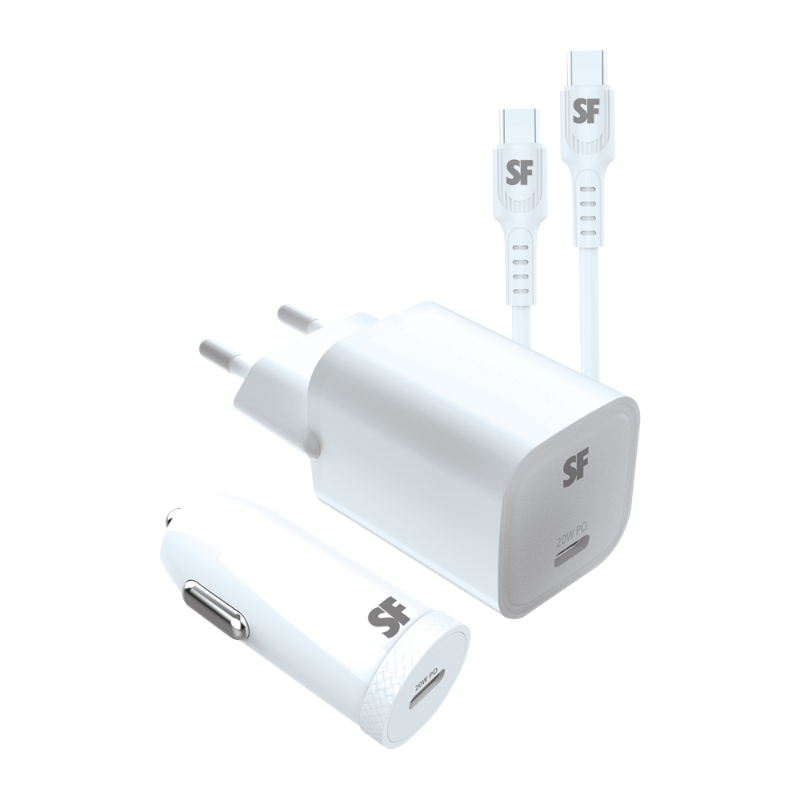 Supa Fly 20W Wall/Car/Cable Bundle - White