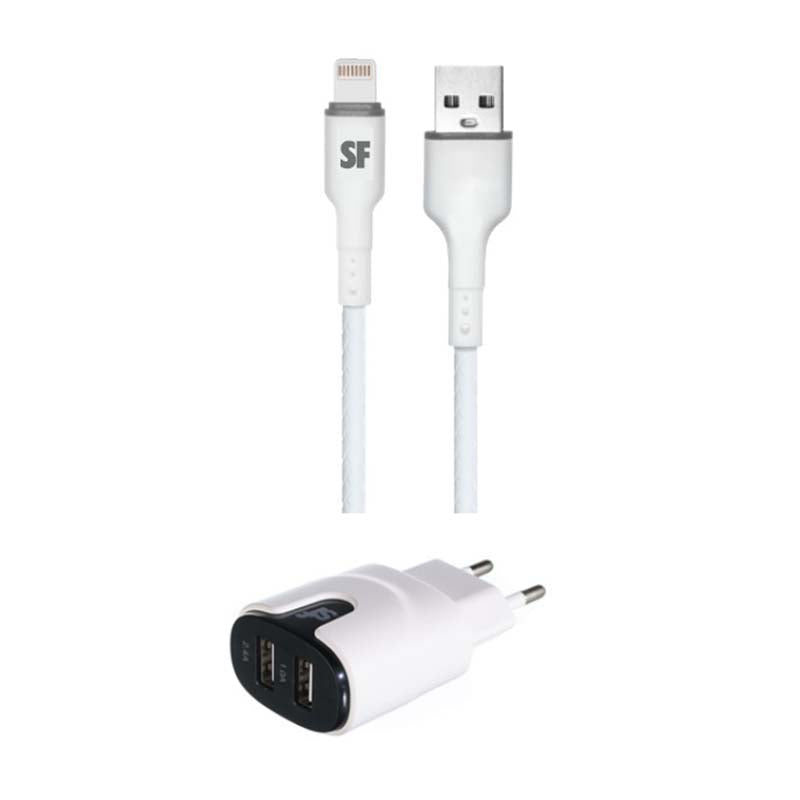 Supa Fly 3.4A Dual USB Lightning Wall Charger - White - White