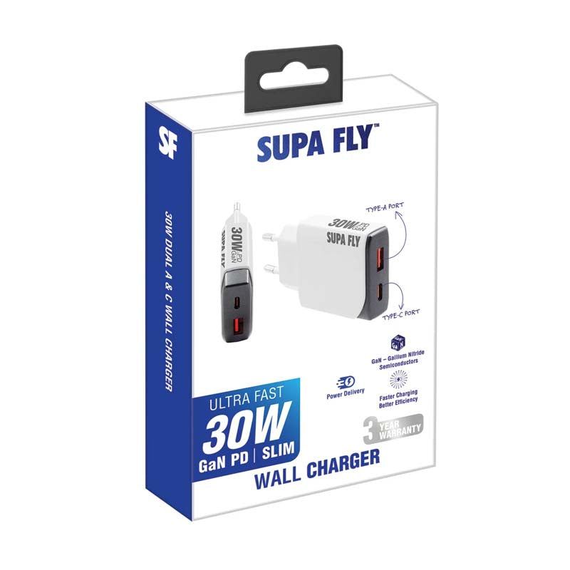 Supa Fly 30W Dual A & C Wall Charger