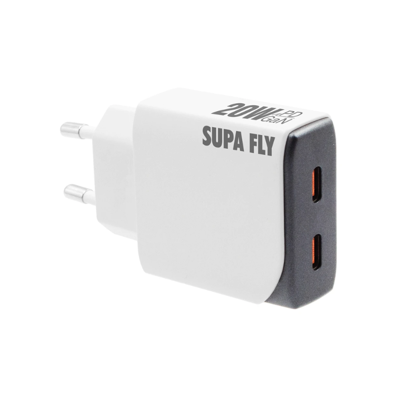Supa Fly 30W Dual A & C Wall Charger with C to C Cable - White - White