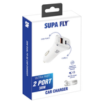 Supa Fly 38W Dual USB PD and QC Car Charger - White - White