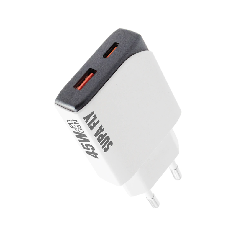 Supa Fly 45W Dual A & C Wall Charger - White - White