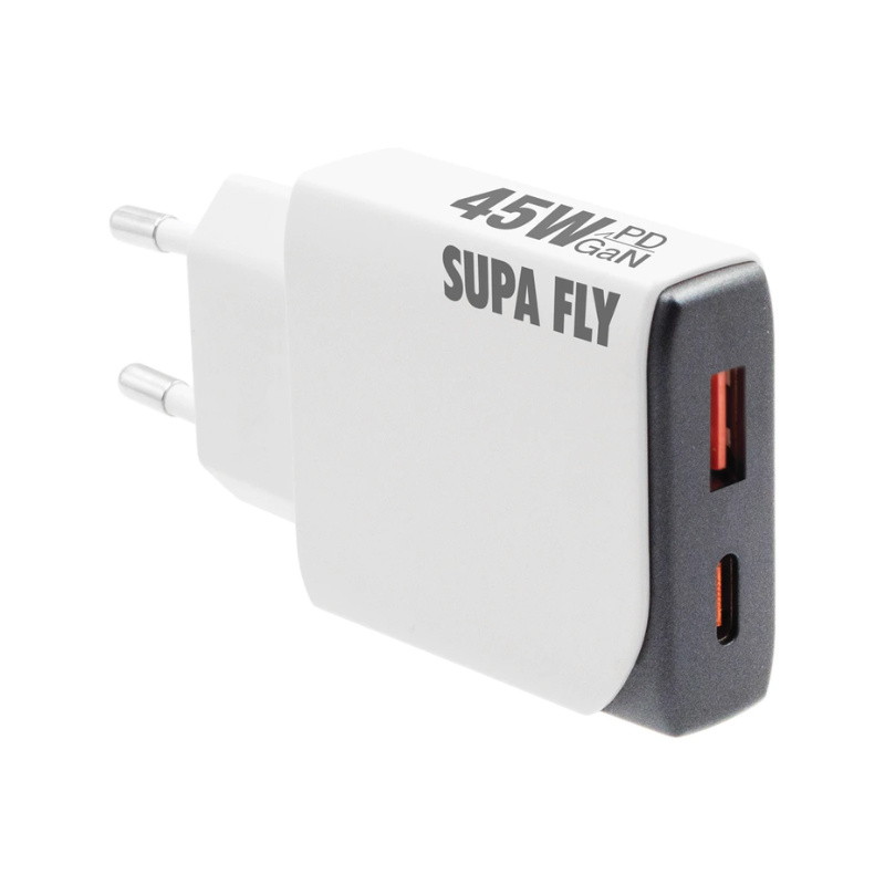 Supa Fly 45W Dual A & C Wall Charger - White - White
