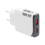 Supa Fly 45W Dual A & C Wall Charger - White - White