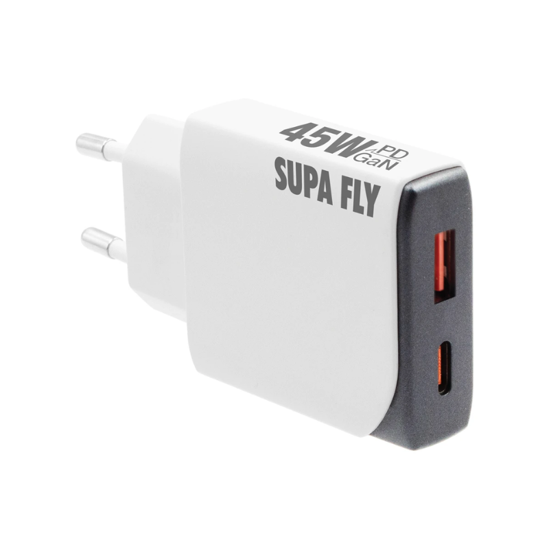 Supa Fly 45W Dual A & C Wall Charger with C to C Cable