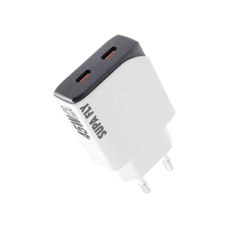 Supa Fly 45W Dual C Wall Charger - White - White