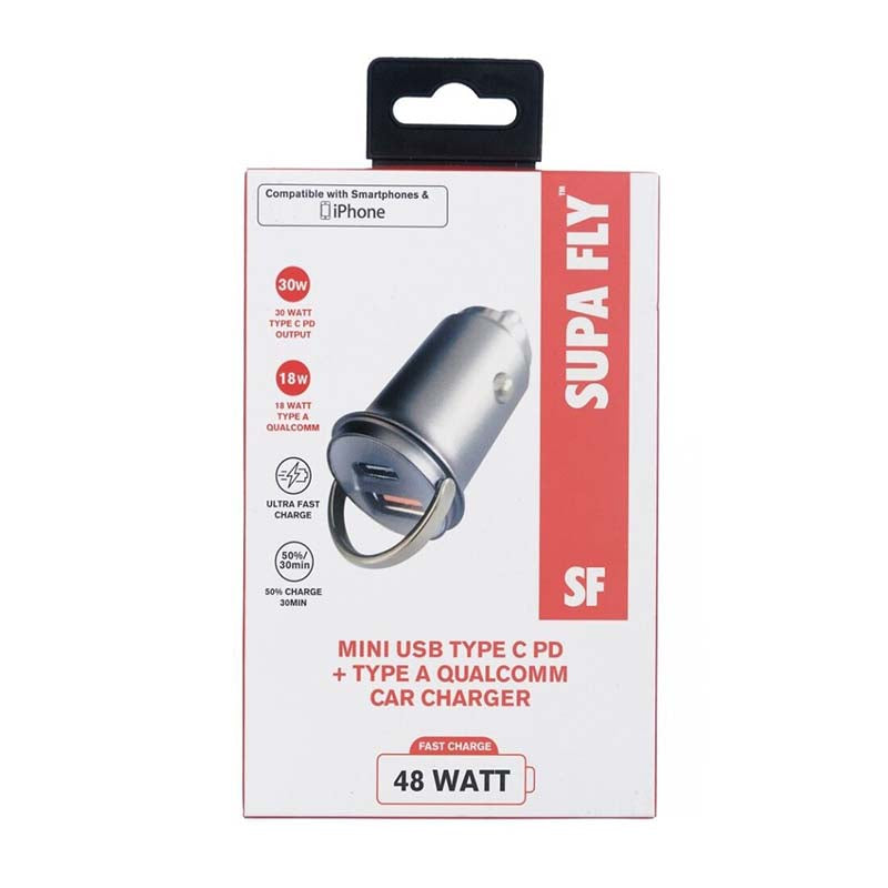 Supa Fly 48W Mini Dual USB Car Charger - Silver